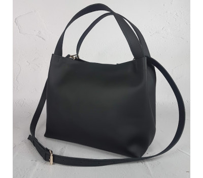 Сумка жіноча "Жаклін-плюс" натуральна шкіра, чорна суперматовая