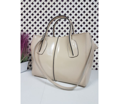 Сумка жіноча "ФОРТА" натуральна шкіра, слонова кістка глянець