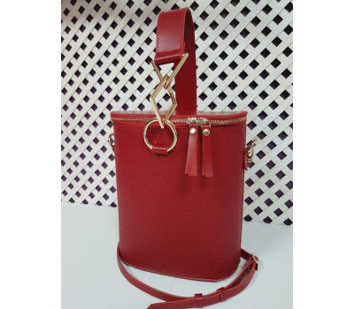 Сумка женская "Болеро"" натуральная кожа, красная "Жемчуг"