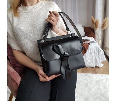 Сумка женская "Одри" натуральная кожа, черная матовая