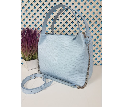 Сумка жіноча "Жаклін-плюс" натуральна шкіра, небесно-блакитна плетінка