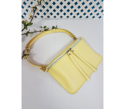 Сумка жіноча поясна "НЕКСТ" натуральна шкіра, жовта матова