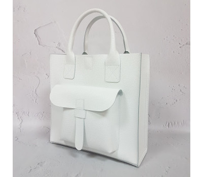 Сумка жіноча "ГАРДА" натуральна шкіра, біла матова під рептилію