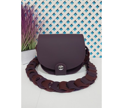 Сумка женская "Кенди" ремень-плетение натуральная кожа, суперматовый баклажан