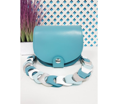 Сумка женская "Кенди" ремень-плетение натуральная кожа, бирюза "Портофино"