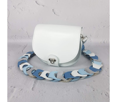 Сумка женская "Кенди" ремень-плетение натуральная кожа, белая матовая