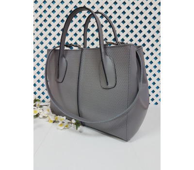 Сумка жіноча "ФОРТА" натуральна шкіра, сіра плетінка