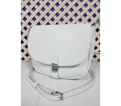 Сумка женская "Римини" на замке, натуральная кожа, белая с тиснением под рептилию