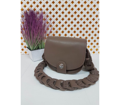 Сумка женская "Кенди" ремень-плетение натуральная кожа, капучино матовая