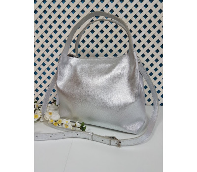 Сумка жіноча "Жаклін-плюс" натуральна шкіра, срібний колір