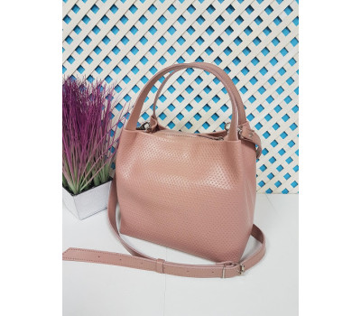 Сумка женская "Жаклин" натуральная кожа, розовая плетенка