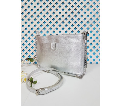 Сумка жіноча "Демі" натуральна шкіра, срібний флотар