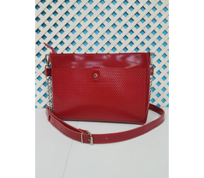 Сумка жіноча "Демі" натуральна шкіра, червоний глянець з кошиком