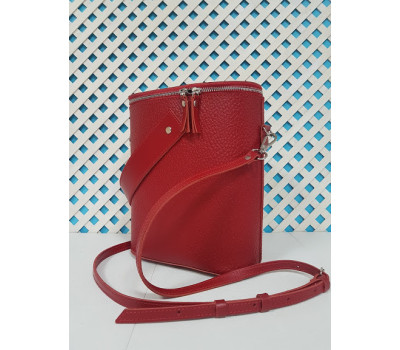 Сумка жіноча "Болеро-класик" натуральна шкіра, червона "Жемчуг"