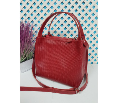 Сумка женская "Жаклин" натуральная кожа, красная плетенка