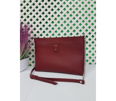 Сумка жіноча "Демі" натуральна шкіра, темний корал під рептилію