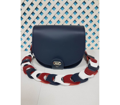 Сумка женская "Кенди" ремень-плетение натуральная кожа, синяя матовая