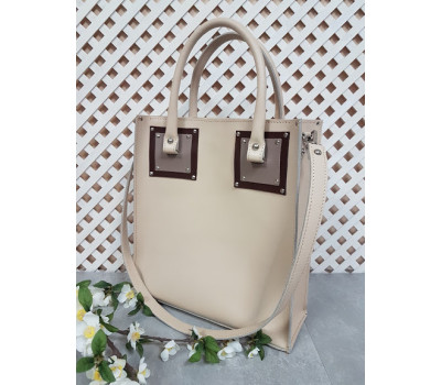 Сумка жіноча "Трініті" натуральна шкіра, слонова кістка матова