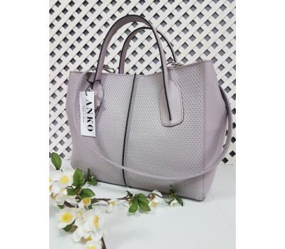 Сумка жіноча "ФОРТА" натуральна шкіра, світло-бузкова плетінка