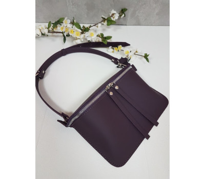 Сумка жіноча поясна "НЕКСТ" натуральна шкіра, баклажан гладка