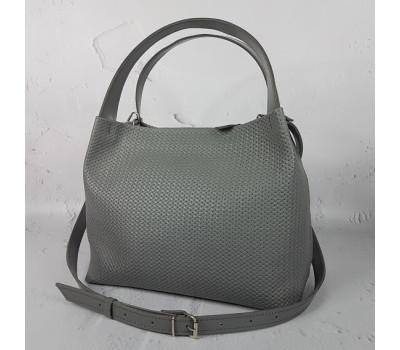 Сумка жіноча "Жаклін-плюс" натуральна шкіра, сіра плетінка