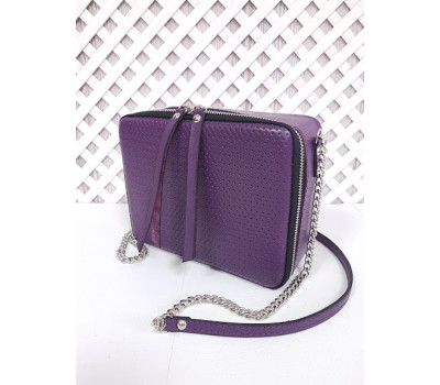 Сумка жіноча "КВАДРО" натуральна шкіра, фіолетова плетінка