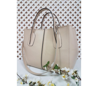 Сумка жіноча "ФОРТА" натуральна шкіра, слонова кістка плетінка