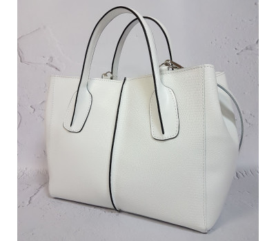 Сумка жіноча "ФОРТА" натуральна шкіра, біла матова тиснення під рептилію