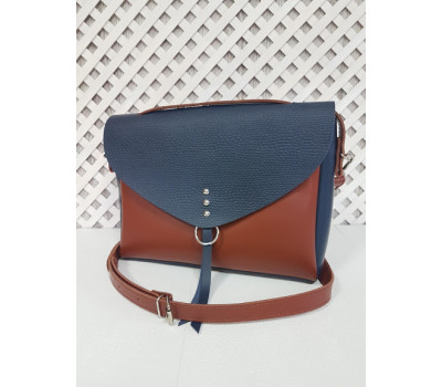 Сумка жіноча "Дороті" натуральна шкіра, колір синій з гончарної глиною