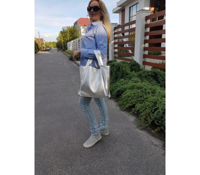 Сумка "ДОЛЬЧЕ" натуральна шкіра, срібний флотар