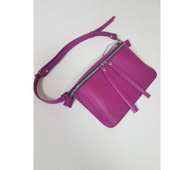 Сумка жіноча поясна "НЕКСТ" натуральна шкіра, фуксія "Жемчуг"