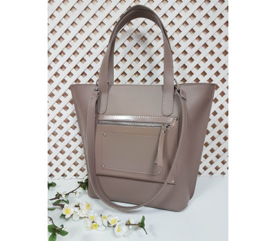 Сумка жіноча "Сієна" натуральна шкіра, латте матова з двома ручками на плече