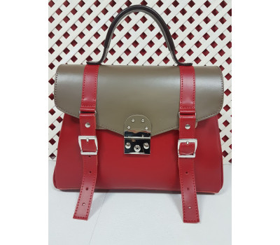 Сумка-саквояж жіноча "Вінтаж" натуральна шкіра, червона