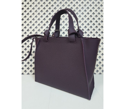 Сумка жіноча "ПРАГМА" натуральна шкіра, баклажан з тисненням "перли"