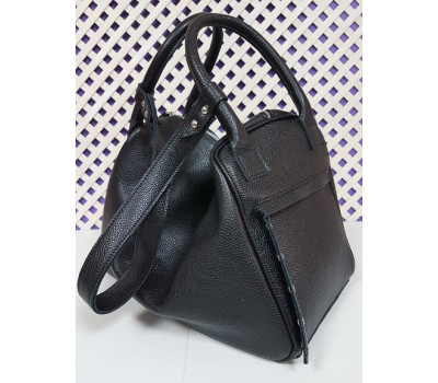 Сумка жіноча "Челсі" натуральна шкіра, чорна флотар