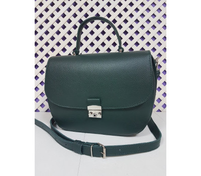 Сумка жіноча "Місяць" натуральна шкіра, темно-зелена флотар