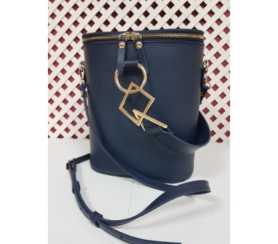 Сумка женская "Болеро"" натуральная кожа, синяя под рептилию