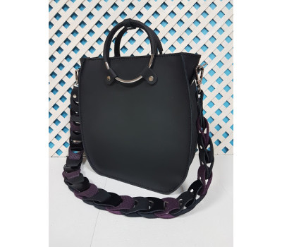 Сумка жіноча "Мальва" натуральна шкіра, чорна суперматовая