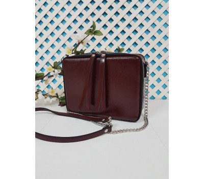 Сумка жіноча "КВАДРО" натуральна шкіра, бургунди глянець "Портофіно"