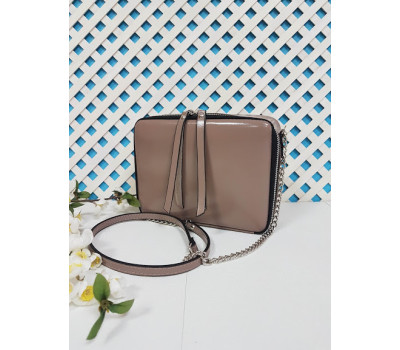 Сумка жіноча "КВАДРО" натуральна шкіра, латте глянець