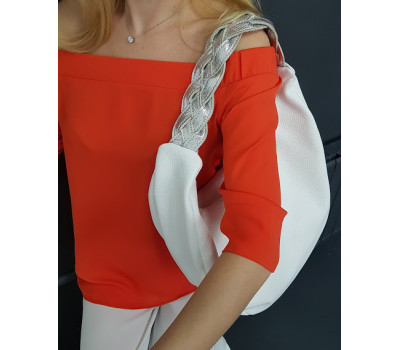 Сумка жіноча "Віола" натуральна шкіра, білий флотар