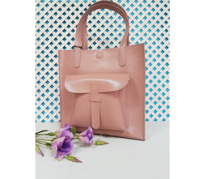 Сумка жіноча "ГАРДА" натуральна шкіра, рожевий глянець під рептилію