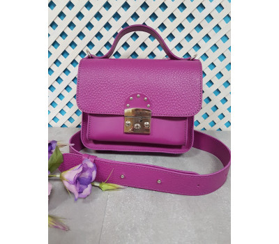 Сумка женская "Бианка" натуральная кожа, фуксия "Жемчуг"