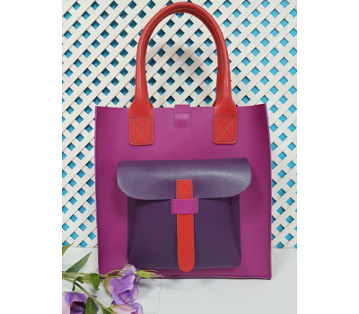 Сумка жіноча "ГАРДА" натуральна шкіра, фуксія комбінована