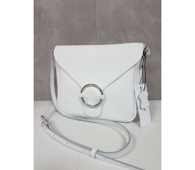 Сумка жіноча "Дельта" натуральна шкіра, біла матова під рептилію