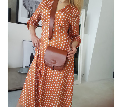 Сумка женская "Римини" натуральная кожа, гончарная глина с широким ремнем