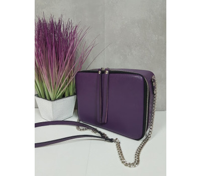 Сумка жіноча "КВАДРО" натуральна шкіра, фіолетова гладка