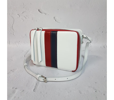 Сумка жіноча "КВАДРО" натуральна шкіра, біла матова комбінована