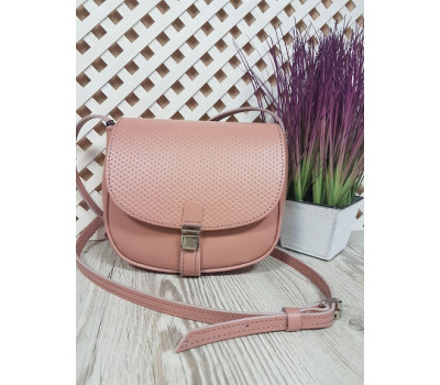 Сумка женская "Римини" на замке, натуральная кожа, розовая матовая с плетенкой
