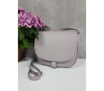 Сумка женская "Римини" натуральная кожа, светло-сиреневая с плетенкой